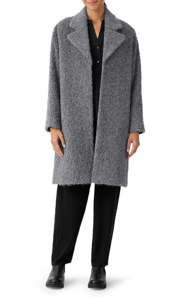 Shop Eileen Fisher Notched Lapel Alpaca & Wool Blend Coat In Ash