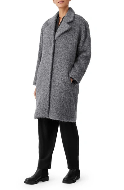 Shop Eileen Fisher Notched Lapel Alpaca & Wool Blend Coat In Ash