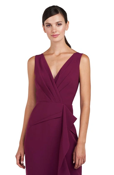 Shop Kay Unger Brynn Ruffle Midi Sheath Dress In Boysenberry