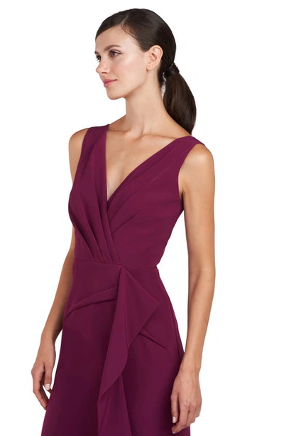 Shop Kay Unger Brynn Ruffle Midi Sheath Dress In Boysenberry