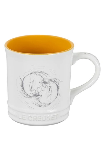 Shop Le Creuset Zodiac Stoneware Mug In White/ Yellow