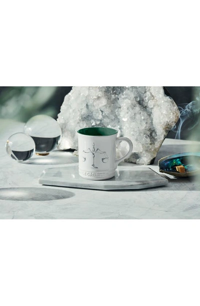 Shop Le Creuset Zodiac Stoneware Mug In White/ Deep Green