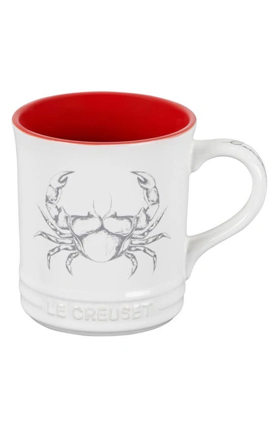Shop Le Creuset Zodiac Stoneware Mug In White/ Red