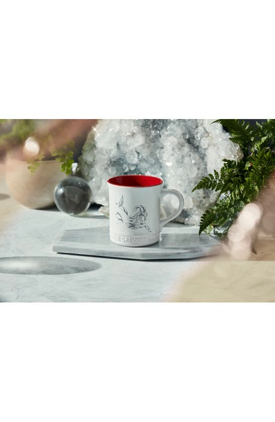 Shop Le Creuset Zodiac Stoneware Mug In White/ Bright Red