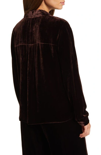 Shop Eileen Fisher Classic Collar Easy Velvet Button-up Shirt In Cassis