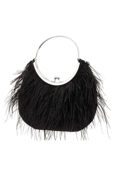 Shop Nina Splash Feather Handbag In Black