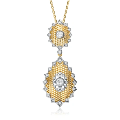 Shop Rachel Glauber Rhodium And 14k Gold Plated Cubic Zirconia Pendant Necklace