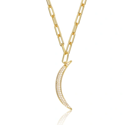 Shop Rachel Glauber 14k Gold Plated Cubic Zirconia Charm Necklace In White