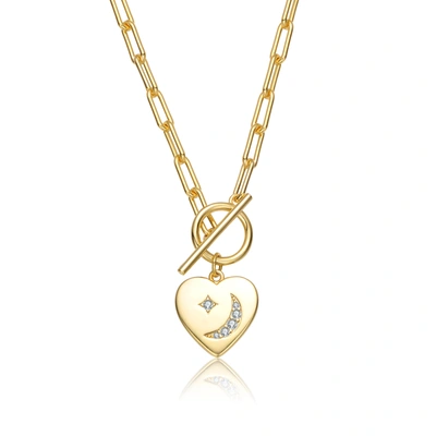 Shop Rachel Glauber 14k Gold Plated Cubic Zirconia Charm Necklace In White