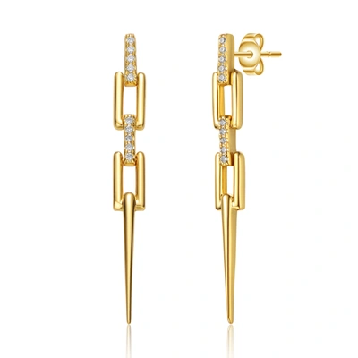 Shop Rachel Glauber 14k Gold Plated Cubic Zirconia Drop Earrings In White