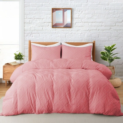 Shop Puredown 3 Piece Lightweight Clipped Duvet Cover Sets, Queen Or King Sized Bedding Sets