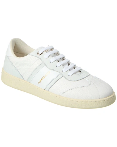 Shop Ferragamo Achille Leather Sneaker In White