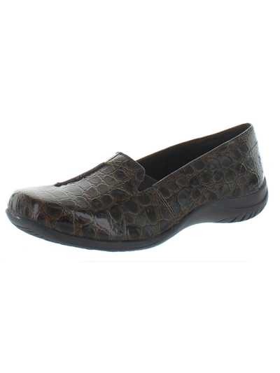 Shop Easy Street Purpose Womens Patent Embossed Loafers In Brown
