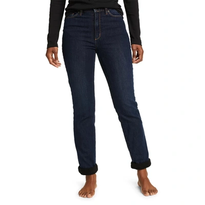Shop Eddie Bauer Women's Revival High Rise Fleece-lined Jeans In Blue