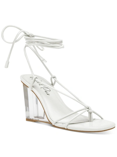 Shop Wild Pair Santeago Womens Faux Leather Strappy Wedge Sandals In White