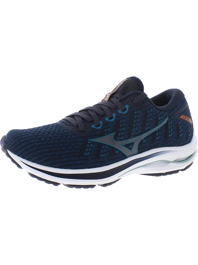 Shop Mizuno Wave Rider 25 Mens Gym Fitness Running Shoes In Blue