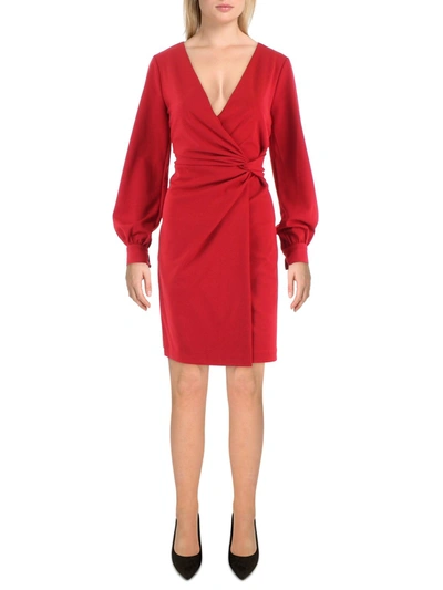 Shop Dkny Womens Surplice Knee Wrap Dress In Red