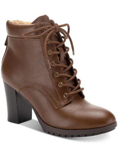 Shop Style & Co Womens Faux Leather Ankle Ankle Boots In Brown