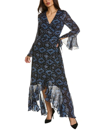 Shop Figue Juliette Silk Wrap Dress In Blue