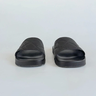 Pre-owned Bottega Veneta Chocolate Brown Rubber Quilted Slides