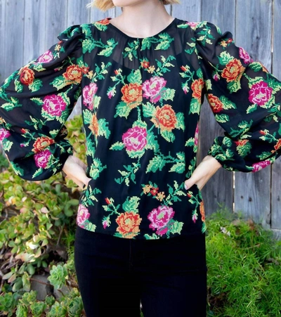 Shop Eva Franco Harlow Top In Crossstitch Rose In Multi