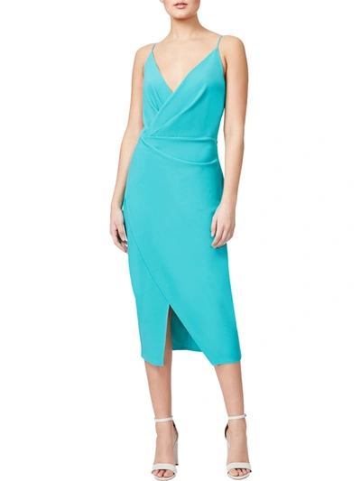 Shop Betsey Johnson Womens Faux Wrap Cami Wrap Dress In Blue