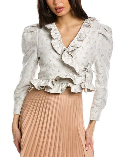Shop Sister Jane Betsy Jacquard Wrap Top In Silver