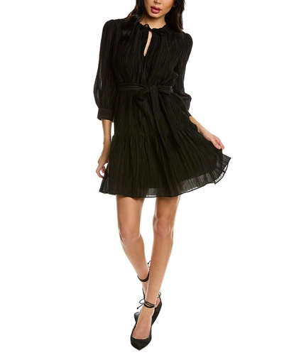 Shop Rebecca Taylor Belted Mini Dress In Black