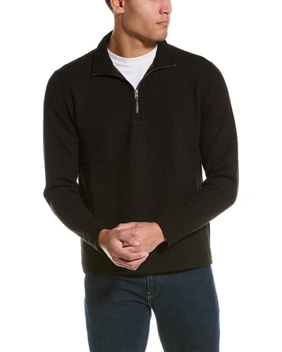 Shop Vince Dimensional Knit 1/4-zip Pullover In Black