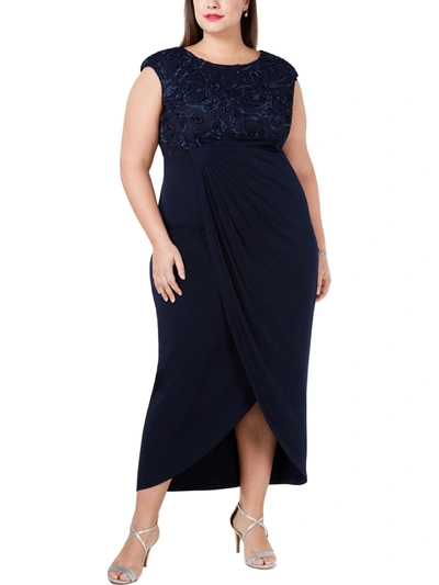 Shop Connected Apparel Plus Womens Faux Wrap Soutache Evening Dress In Blue