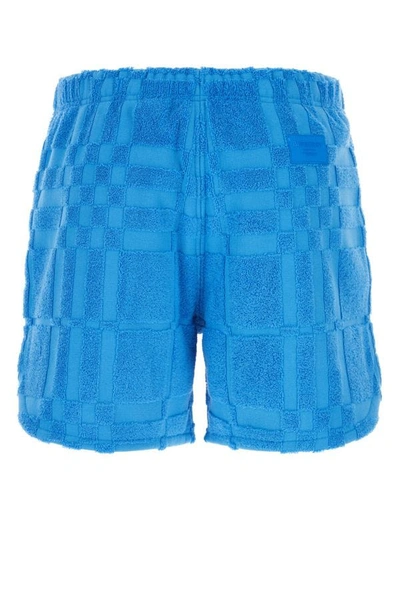 Shop Burberry Man Light-blue Terry Fabric Bermuda Shorts