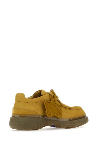 Shop Burberry Man Mustard Nubuk Creeper Lace-up Shoes In Yellow