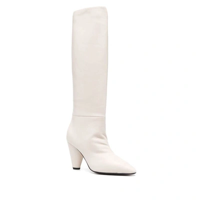 Alevì Knee-length 100mm Cone-heel Boots In Neutrals