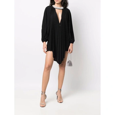 Alexandre Vauthier Crystal-embellished Pleated Mini Dress In Black