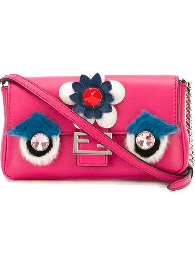 Shop Fendi Micro Baguette Crossbody Bag - Pink