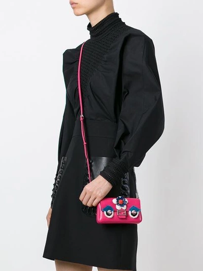 Shop Fendi Micro Baguette Crossbody Bag - Pink