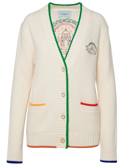 Shop Casablanca Woman  Ivory Cashmere Blend Cardigan In White