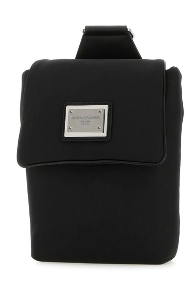 Dolce & Gabbana Men Black Nylon Belt Bag In Black