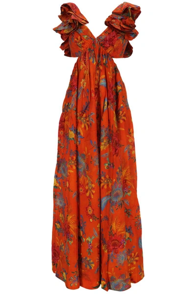 Shop Zimmermann Dresses In Orange Floral