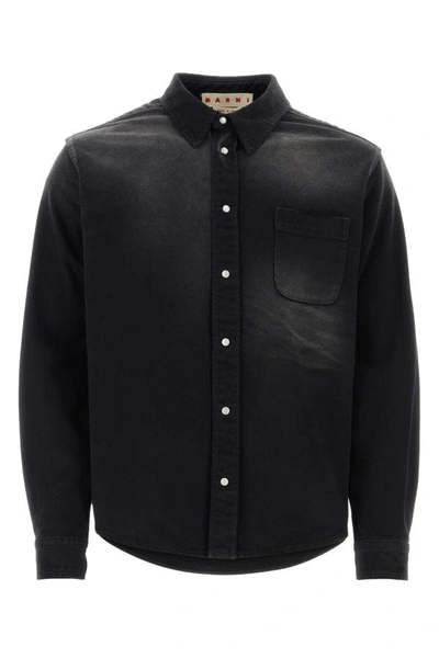 Shop Marni Man Black Denim Shirt