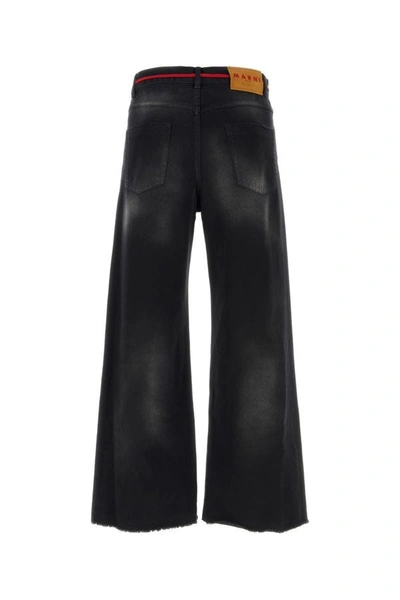 Shop Marni Man Black Denim Wide-leg Jeans