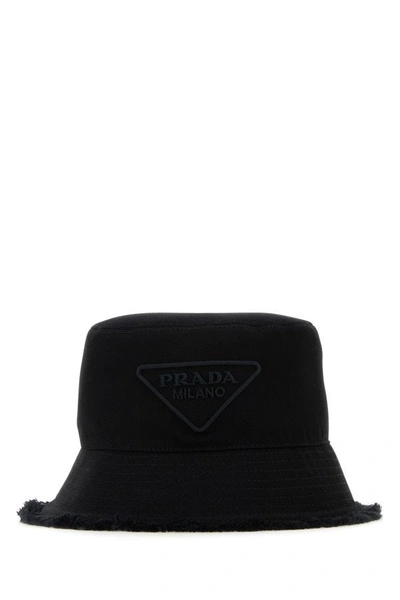 Shop Prada Woman Black Cotton Hat