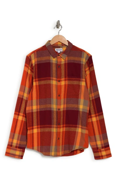 Shop Abound Cotton Plaid Button Front Shirt In Red Syrah- Orange Hiking Plaid