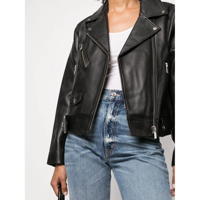 Shop Anine Bing Leather Outerwears In Black