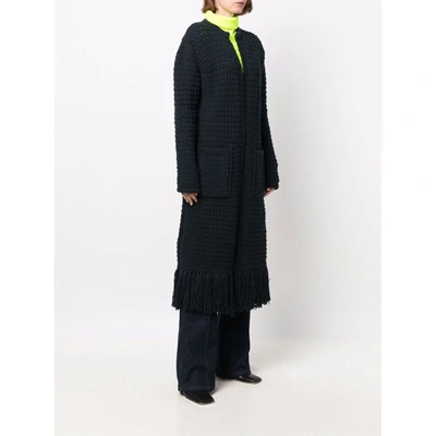 Antonino Valenti Chunky-knit Frayed-edge Cardi-coat In Blue
