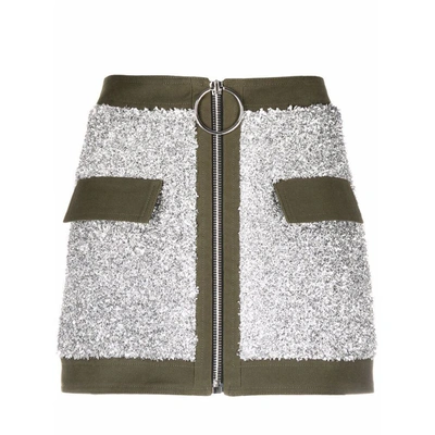 Shop Balmain Skirts In Silver/green