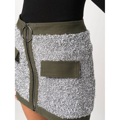 Shop Balmain Skirts In Silver/green