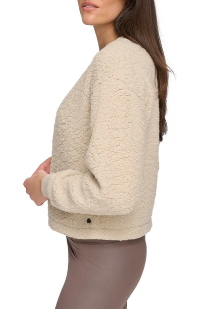Shop Andrew Marc Sport Faux Shearling Button Front Cardigan In Twine