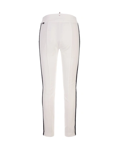 Shop Moncler Grenoble Trousers With Embroidered Side Bands In White