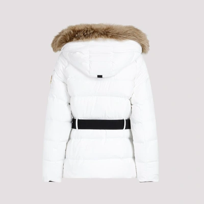 Shop Moose Knuckles Gold Cambria Shearling Jacket Wintercoat In White